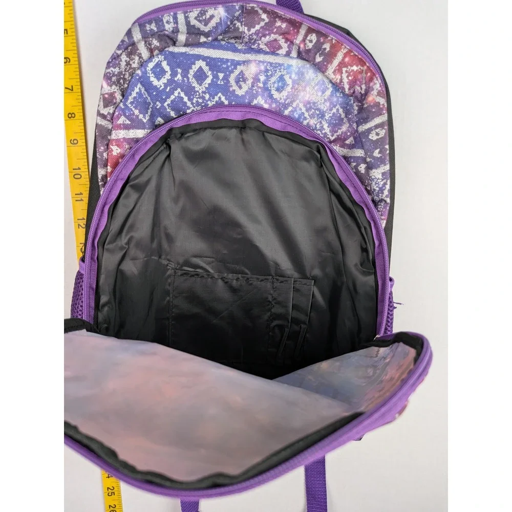 Kids Love 88 Galaxy Print Backpack Purple Geometric Tribal School Bag